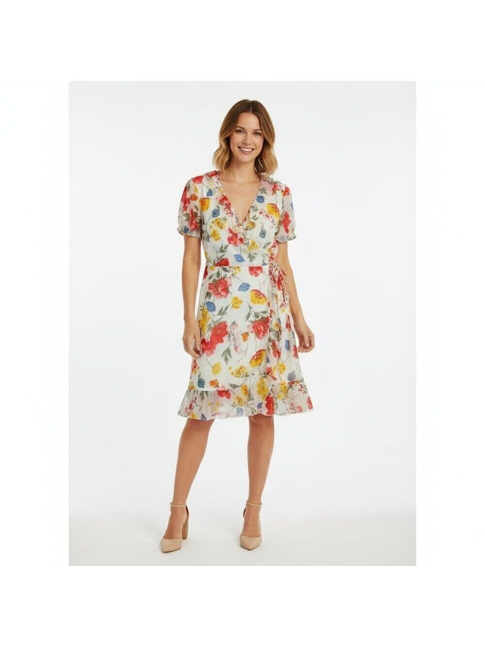 *Only – Vibrant Floral Mini Wrap Dress (Size 38 / Fits Like M)